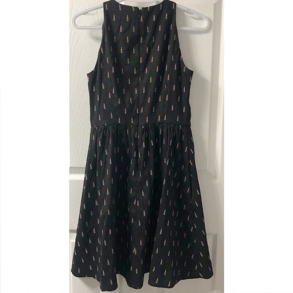 Maison Jules lipstick novelty print sleeveless fit and flare dress black size 0 - Picture 3 of 8
